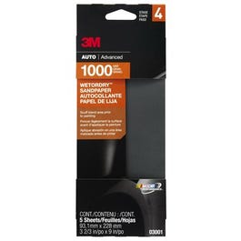 Sandpaper, Automotive, 1000 Grit, 3-2/3 x 9-In., 5-Pk.