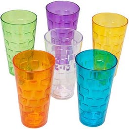 Tumblers, Glass-Look, Assorted Colors, 24-oz.