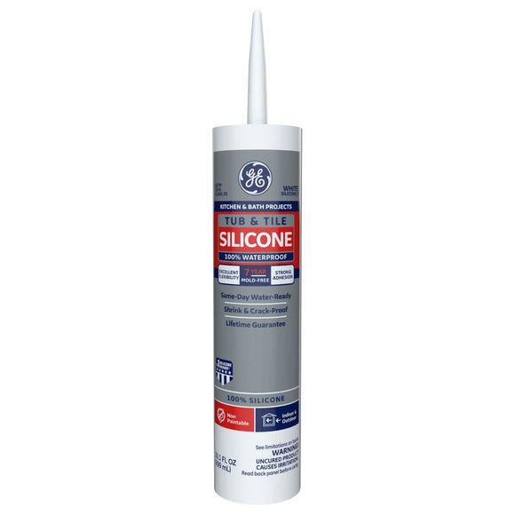 GE Sealants Tub & Tile Silicone 1® Sealant 9.8 Oz White (9.8 Oz, White)