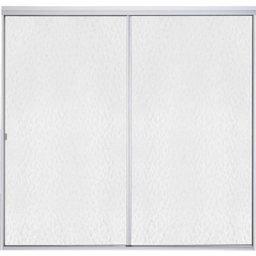 Sterling Standard 59 In. W. x 56-1/16 In. H. Chrome Hammered Glass Sliding Tub Door