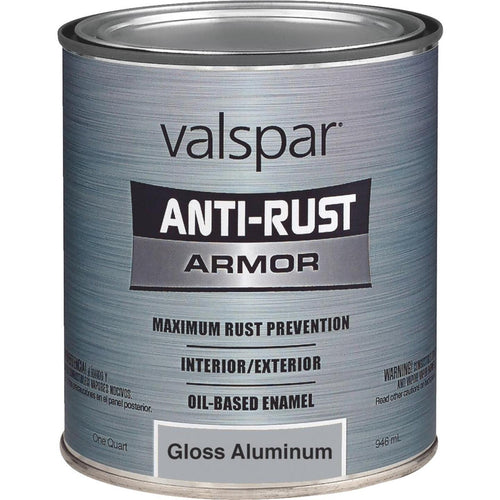 Valspar Anti-Rust Oil-Based Gloss Armor Rust Control Enamel, Aluminum, 1 Qt.