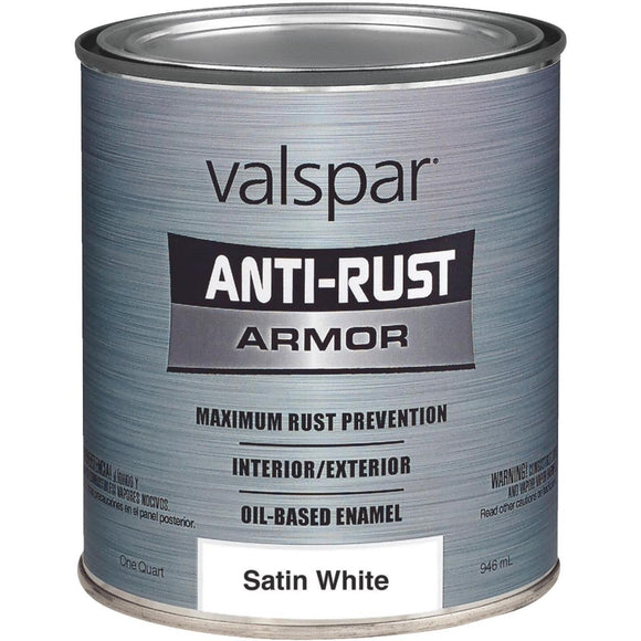 Valspar Anti-Rust Oil-Based Satin Armor Rust Control Enamel, White, 1 Qt.