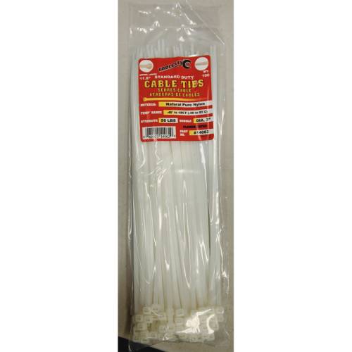 Tool City 11.8 in. L White Cable Tie 100 Pack (11.8, White)