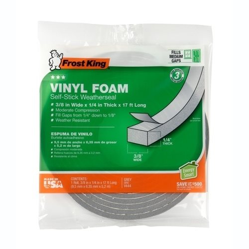Frost King Vinyl Foam Weatherseal (Grey, 3/8 W 1/4 T 17 ft L)