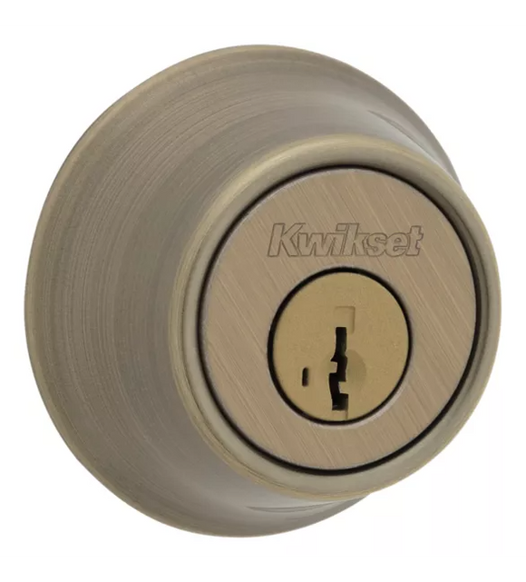 Kwikset Kwikset 660 Single Cylinder Deadbolt Keyed One Side - featuring SmartKey (Antique Brass)