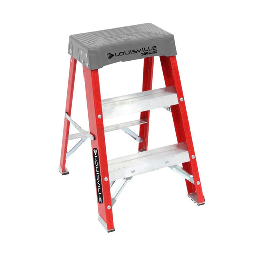 Louisville Ladder 2-Foot Fiberglass Step Stool Ladder Type IA 300-Pound Load Capacity