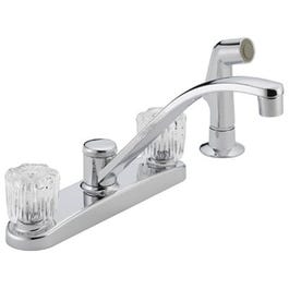 Kitchen Faucet, With Spray, Chrome, Acrylic Knob Handles