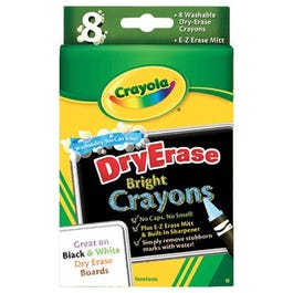 Dry Erase Crayons, Washable, Large, 8-Pk.