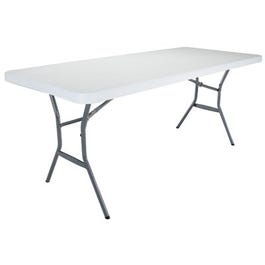 Folding Table, White Polyethylene With Steel Frame, 30 x 72-In.