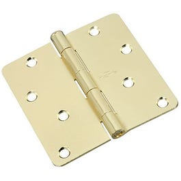 Door Hinge, Interior, Polished Brass, 4-In.