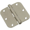 Door Hinge, Interior, Round-Edge, Satin Nickel, 3-In.