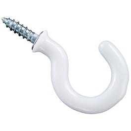 Cup Hook, White, Vinyl-Coated, 1-In., 30-Pk.