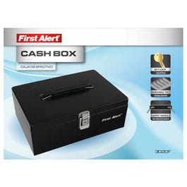 Locking Cash Box, Steel, 4 x 10.8 x 7.5-In.