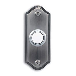 Push Button Doorbell, Wired, Lighted, Recess Mount, Pewter