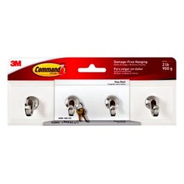 Key Rail With Hooks, Adhesive, Quartz Color, 8 x 2-1/8 x 1-1/2-In.