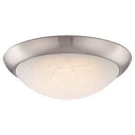 LED Ceiling Light Fixture, Flush Mount, Brushed Nickel/White Shade, 11-In.