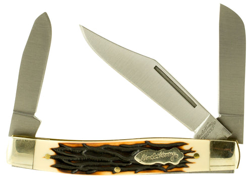 Uncle Henry 885UH Senior Rancher  3 Clip Point/Sheepsfoot/Spey Plain Staglon Handle Folding