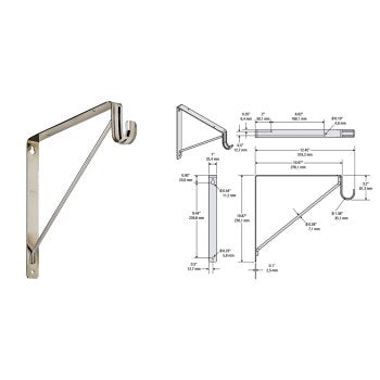 National S822-091 Shelf and Rod Bracket #108BC, Chrome Finish