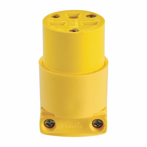 Eaton Cooper Wiring Arrow Hart Straight Blade Connector 15A, 250V Yellow (250V, Yellow)