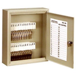 Key Cabinet, Lockable, Holds 30 Keys, Gray