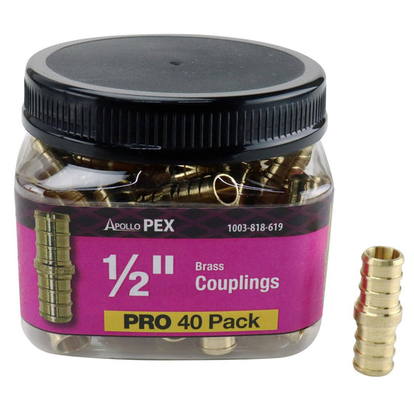 Apollo PEX Brass Couplings 1/2 in. (40 Pack Jar)