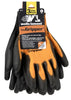 KNIT GLOVE PU DIP LG BK OR
