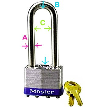 MasterLock 5KALJ A1107 Laminated Steel Pin Tumbler Padlock ~ 2 1/2