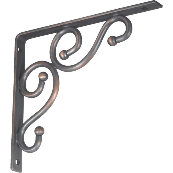 National 773 7 In. D. x 8 In. H. Antique Bronze Steel Decorative Shelf Bracket