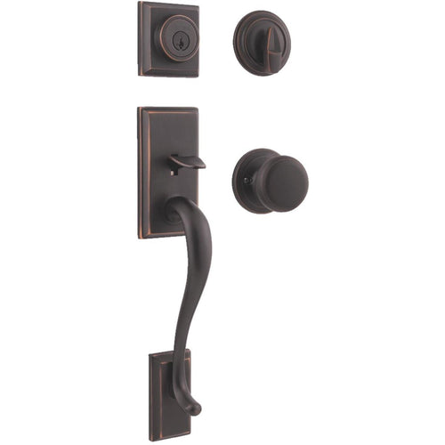 Kwikset Signature Series Hawthorne Venetian Bronze Entry Door Handleset with Smartkey