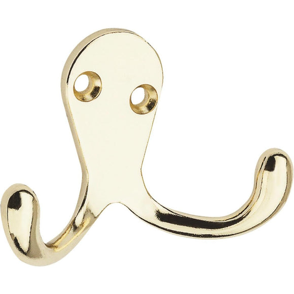 National Brass Double Clothes Wardrobe Hook, 2 per Card