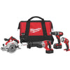 Milwaukee 4-Tool M18 Lithium-Ion Hammer Drill, Reciprocating Saw, Circular Saw & Work Light Cordless Tool Combo Kit