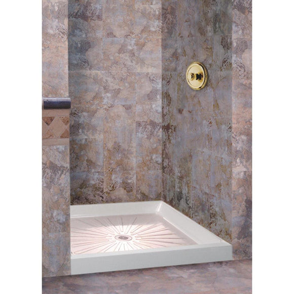 Mustee Durabase 36 In. W x 36 In. D Center Drain Shower Floor & Base in White