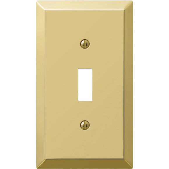 Amerelle 1-Gang Stamped Steel Toggle Switch Wall Plate, Polished Brass