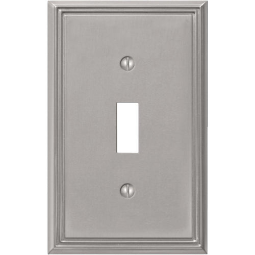 Amerelle Metro Line 1-Gang Cast Metal Toggle Switch Wall Plate, Brushed Nickel