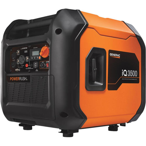 Generac iQ3500 3000W Gasoline Powered Portable Electric/Recoil Pull Start Inverter Generator