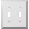 Amerelle 2-Gang Stamped Steel Toggle Switch Wall Plate, Polished Chrome