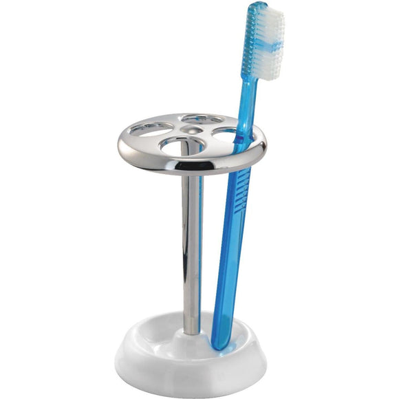 InterDesign White/Chrome Toothbrush Holder