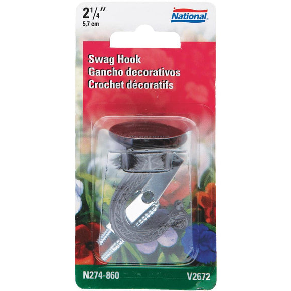 National 2-1/4 In. Black Die Cast Swag Hook