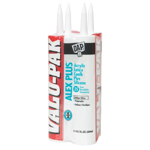 DAP ALEX PLUS 10.1 Oz. White Siliconized Acrylic Latex Caulk (4-Pack)