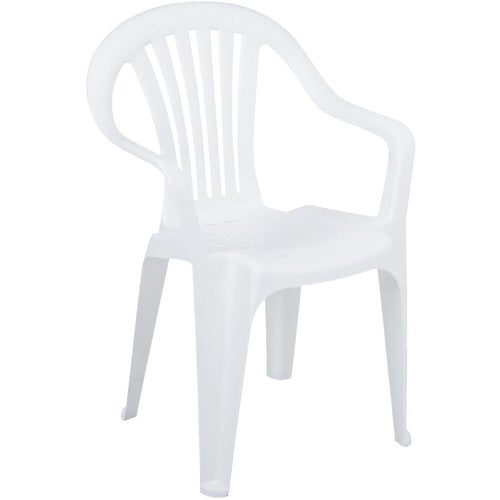 Adams White Resin Low Back Stackable Chair