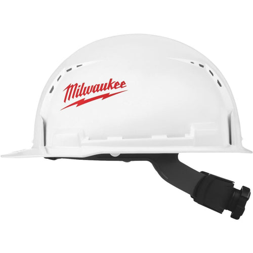 Milwaukee White & Red Front Brim Vented Ratcheting Type 1 Class C Hard Hat
