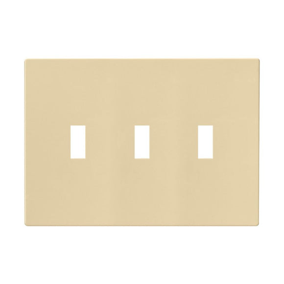Cooper Wiring Devices 3-Gang Screwless Toggle Switch Mid Size Wall Plate, Ivory