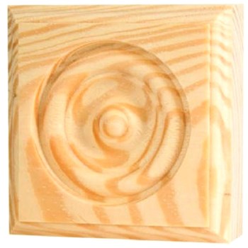 Waddell RTB-35-OAK Oak Rosette Trim Block, Oak ~ 3.75 x 3.75