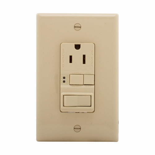 Eaton Cooper Wiring GFCI Receptacle 15A, 120V Ivory (Ivory, 120V)