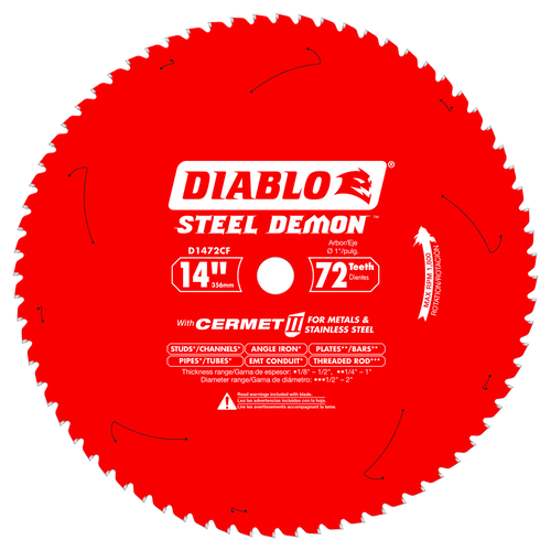 Diablo 14 in. x 72 Tooth Steel Demon Cermet II Saw Blade for Metals and Stainless Steel
